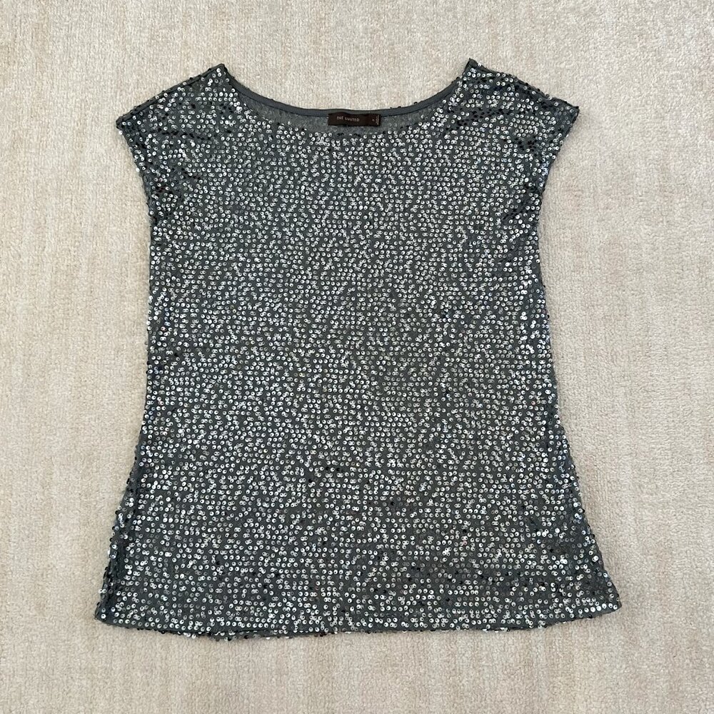The Limited Sequin Gray Blouse Top XL